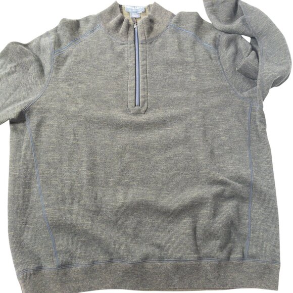 Tommy Bahama Green Reversible Quarter Zip Sweater SZ XL Cotton Blend Warm - Picture 9 of 12